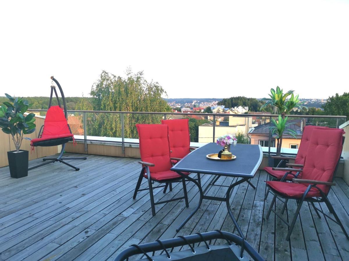 Ferienwohnung Luxury Penthouse With Large Terrace & Panoramic Old Town View Wilna Exterior foto